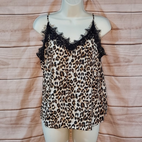 Love Sadie Walmart cami eyelash lace leopard print black beige brown adj strap M - Picture 4 of 11